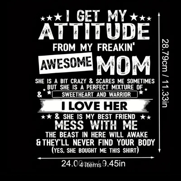 ATTITUDE MOM Vinyls Images for Our Custom Made Tees (or Flannels) - Picture 1 of 9